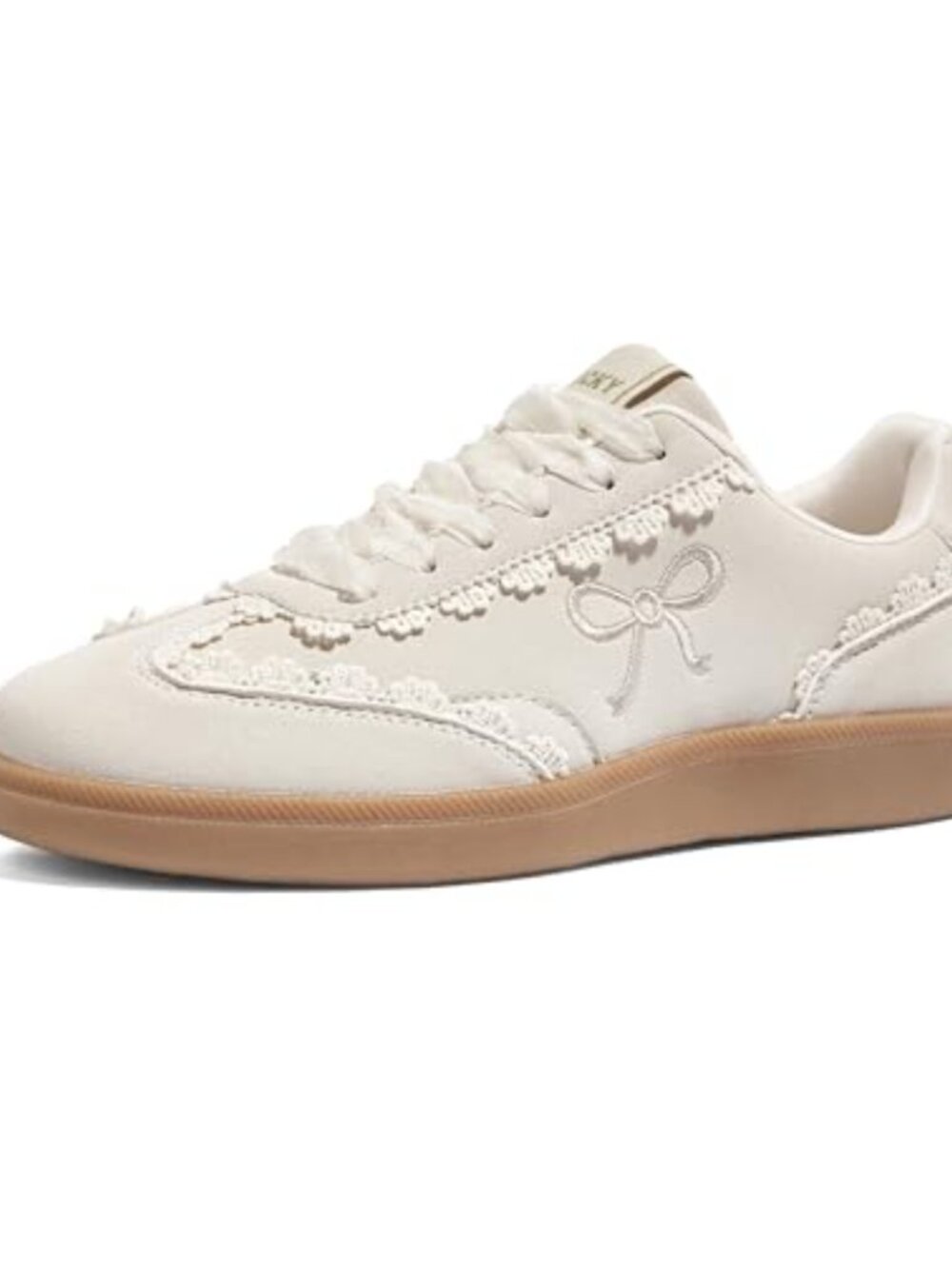 Women's Lace Detail Casual Sneakers Organza Ribbon Lace-Up Fashion Vintage Gum